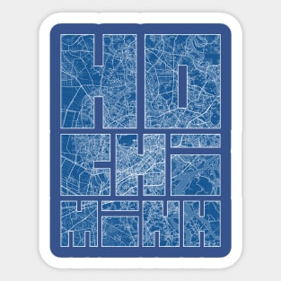 Ho Chi Minh, Vietnam Map Typography - Blueprint Sticker